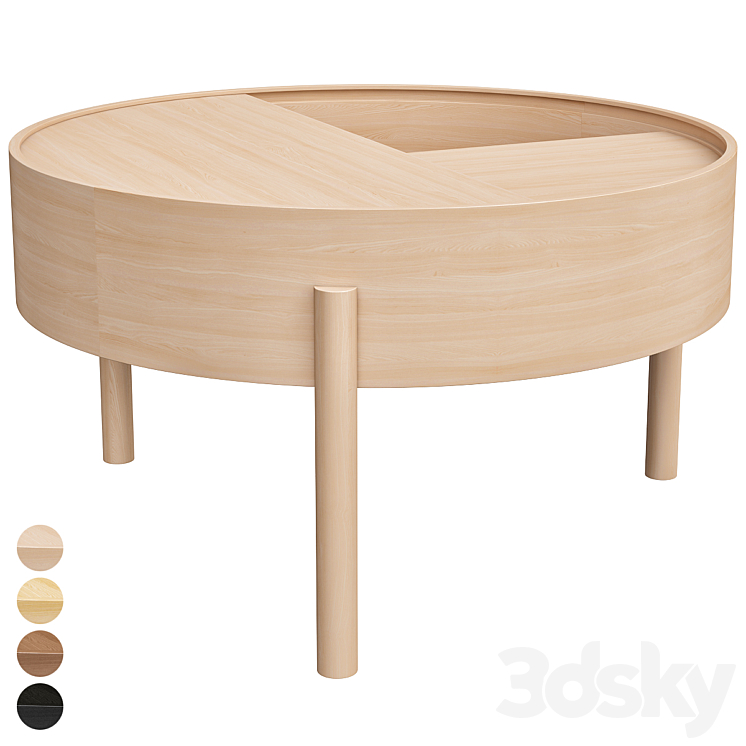 Wood Arc Coffee Table 3DS Max Model - thumbnail 1