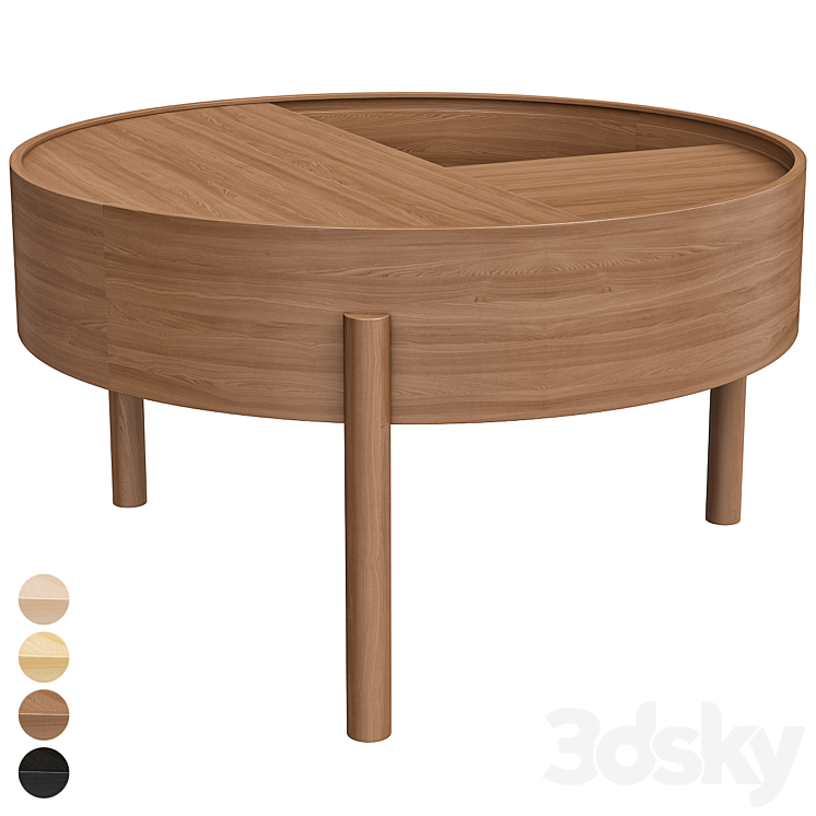 Wood Arc Coffee Table 3DS Max Model - thumbnail 2