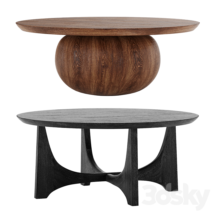 Wood Coffee Table West Elm 3DS Max Model - thumbnail 1