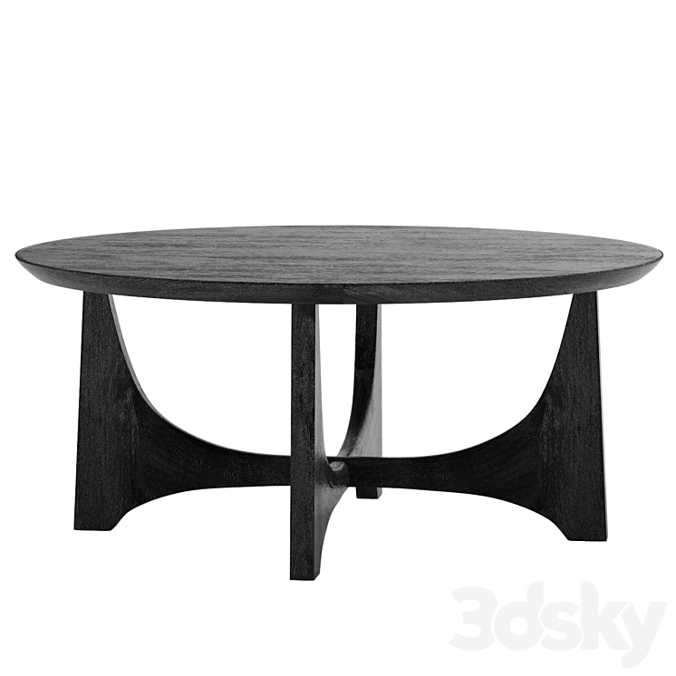 Wood Coffee Table West Elm 3DS Max Model - thumbnail 2