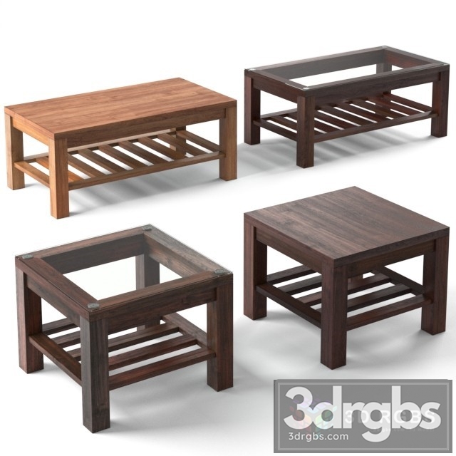 Wood Oak Coffee Table 3dsmax Download - thumbnail 1