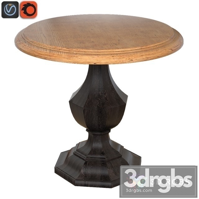 Wood Round Accent Table 3dsmax Download - thumbnail 1