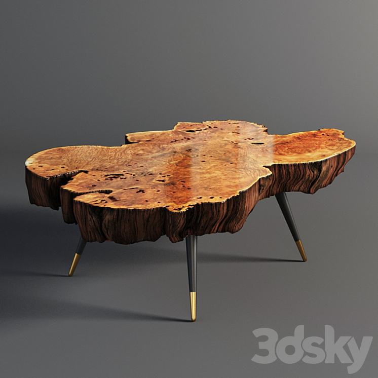 Wood slab coffee table 3DS Max - thumbnail 1