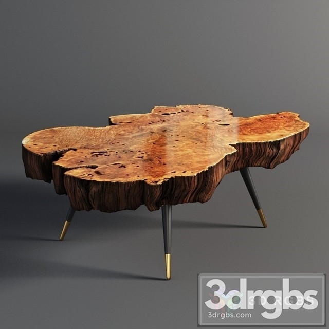 Wood Slab Coffee Table 3dsmax Download - thumbnail 1