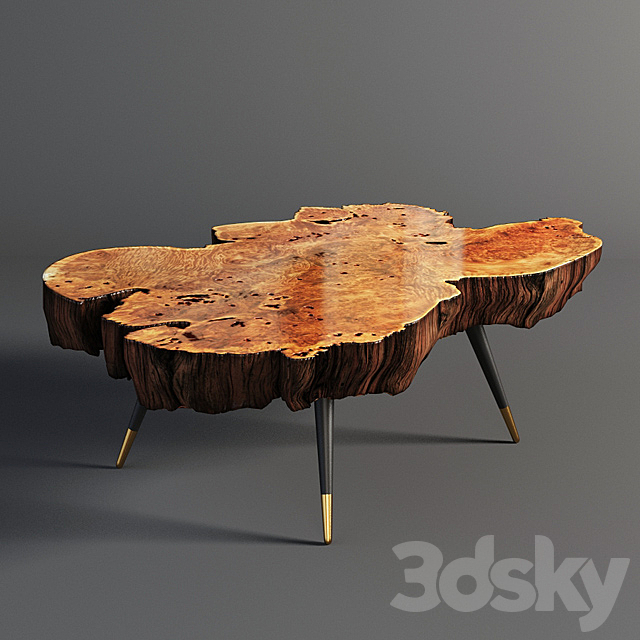 Wood slab coffee table 3DSMax File - thumbnail 1