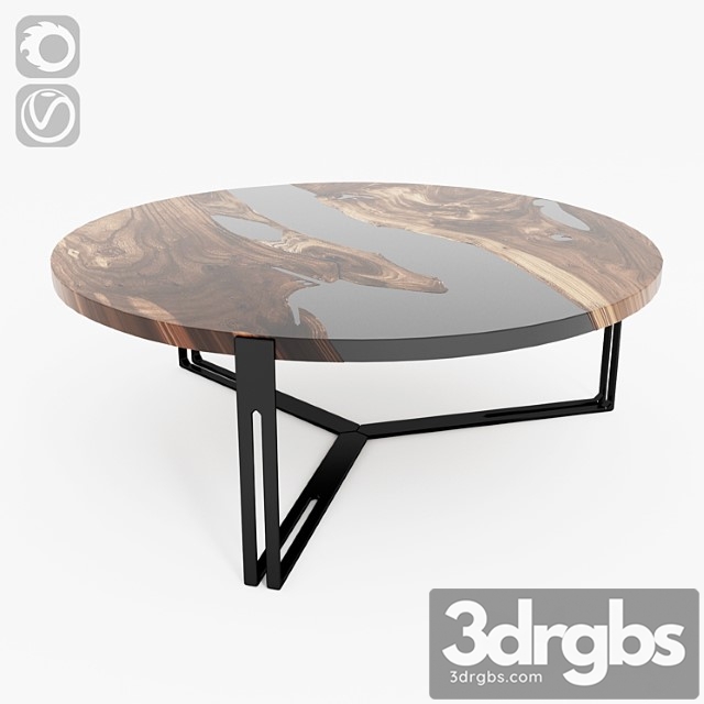 Wood slab table 2 3dsmax Download - thumbnail 1