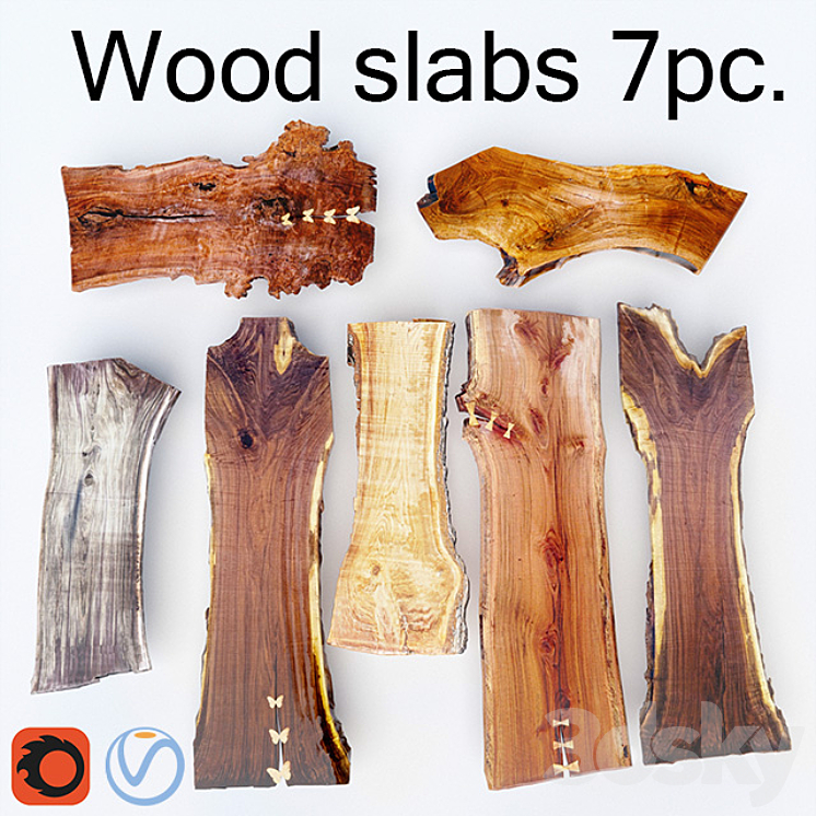 Wood Slab | Wooden slab 7pcs 3DS Max - thumbnail 1