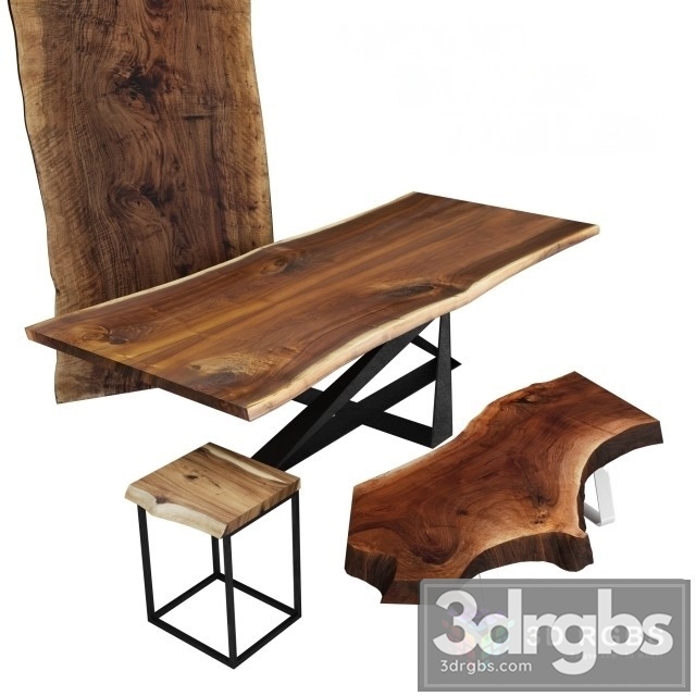 Wood Slabs Table 2 3dsmax Download - thumbnail 1