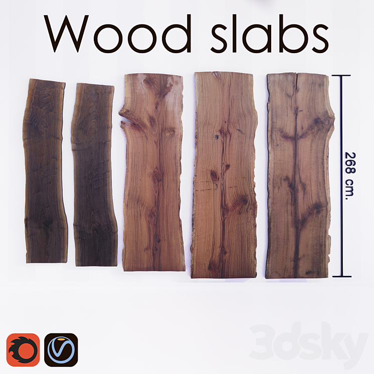 Wood slabs tables 3DS Max - thumbnail 1