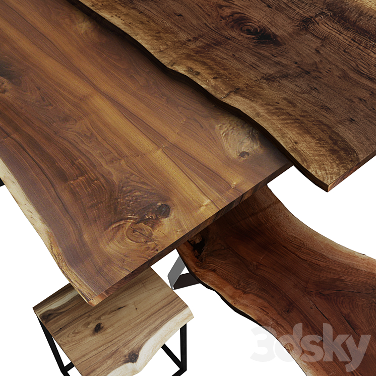 Wood slabs tables 3DS Max - thumbnail 2