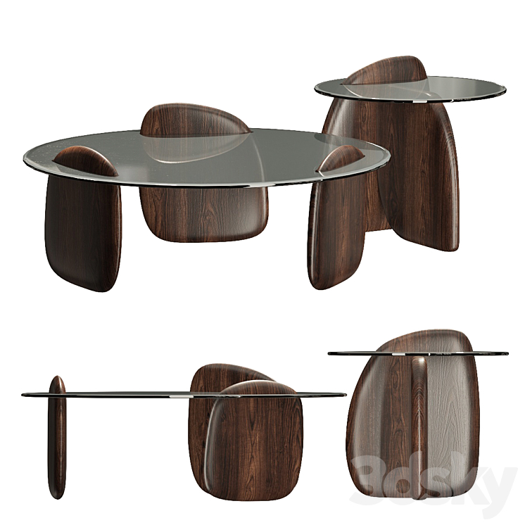 Wood tables SHARK roche bobois 3DS Max Model - thumbnail 1