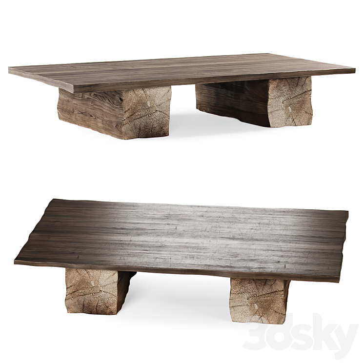 Wooden coffee table \/ Wooden coffee table 3DS Max - thumbnail 2