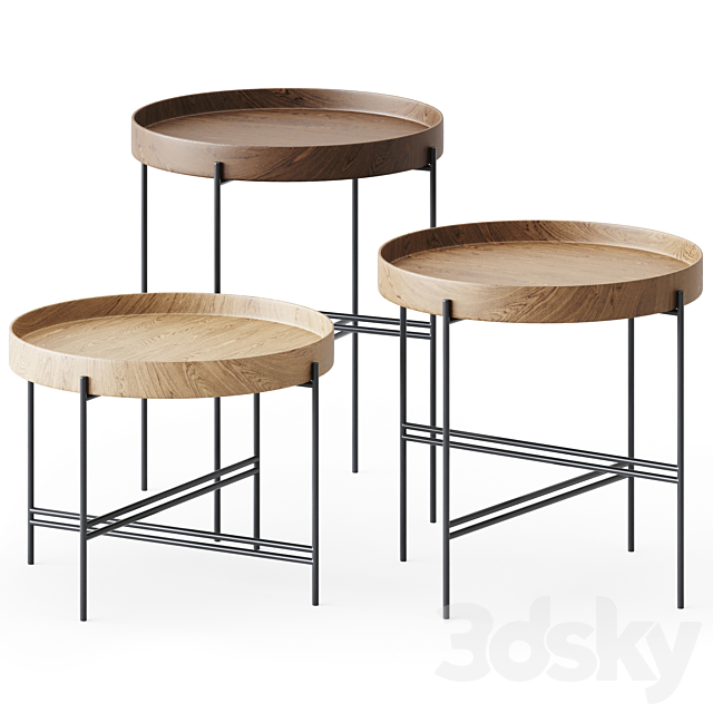 Wooden Round SideTables Tray by Potocco 3DSMax File - thumbnail 1