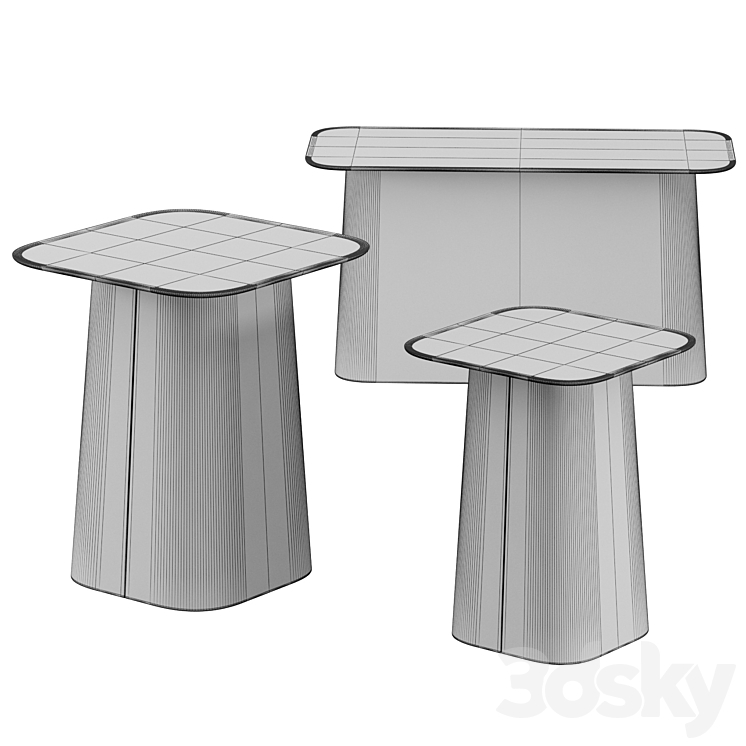 Wooden Side Tables by Vitra 3DS Max - thumbnail 2