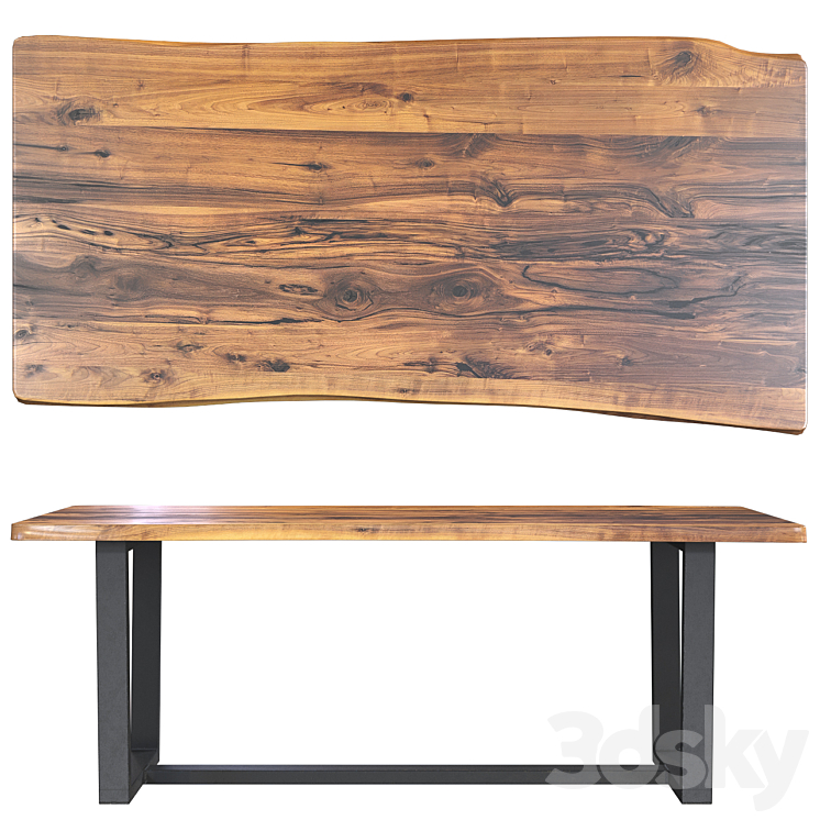 Wooden table slab 3DS Max Model - thumbnail 1