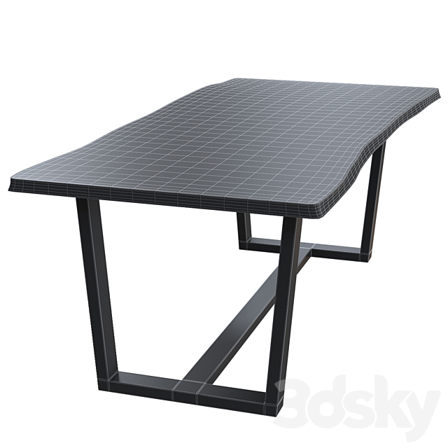 Wooden table slab 3DS Max Model - thumbnail 3