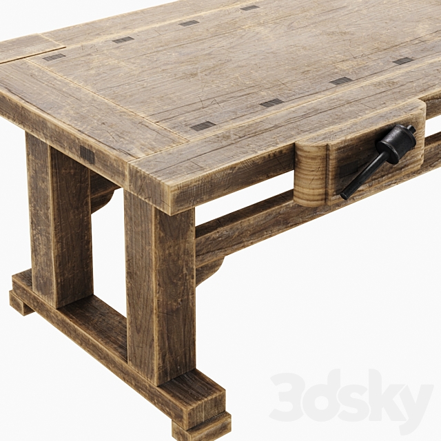 Wooden Workbench 3DS Max Model - thumbnail 2