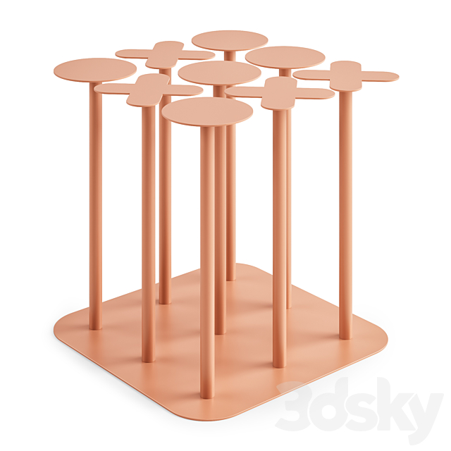 WoodFamily Metal table 3DS Max Model - thumbnail 2