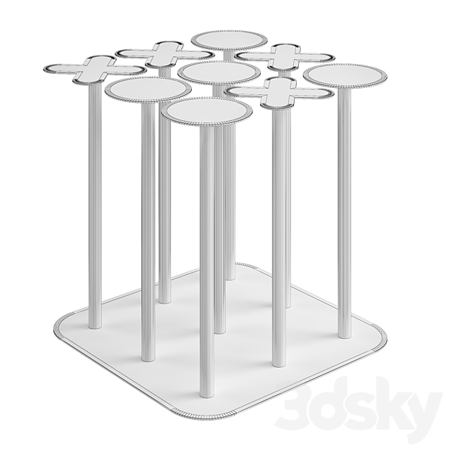 WoodFamily Metal table 3DS Max Model - thumbnail 4