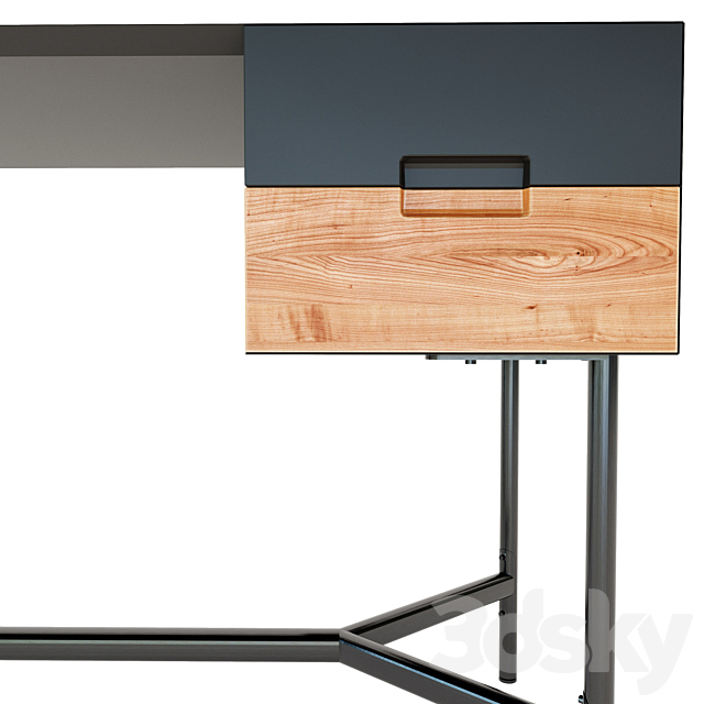 Writing desk with 2 drawers LORA 3DSMax File - thumbnail 4