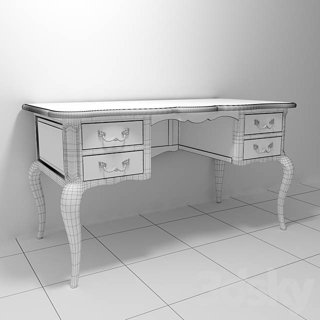 Writing desk with drawers Chateau HQR1 tile BRITANIA GALES from Realonda 3DS Max Model - thumbnail 2