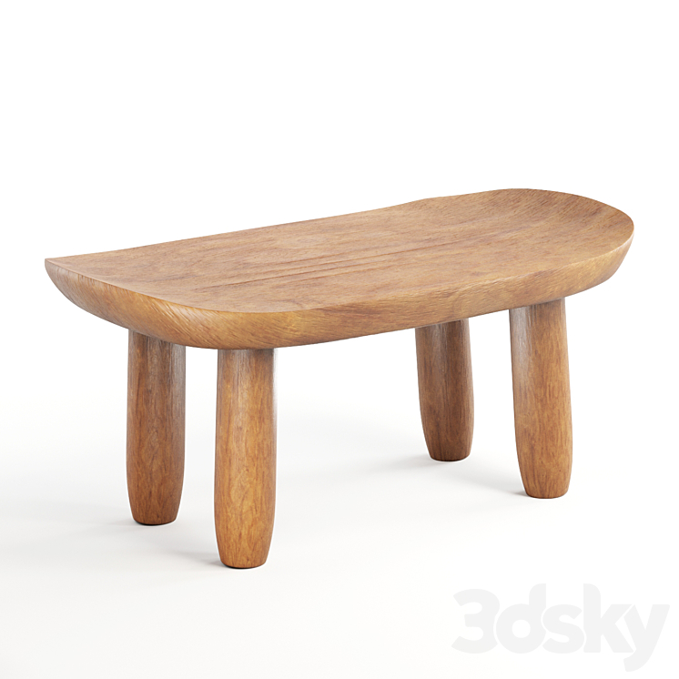 Zara Home Bowed Low Stool 3DS Max - thumbnail 1