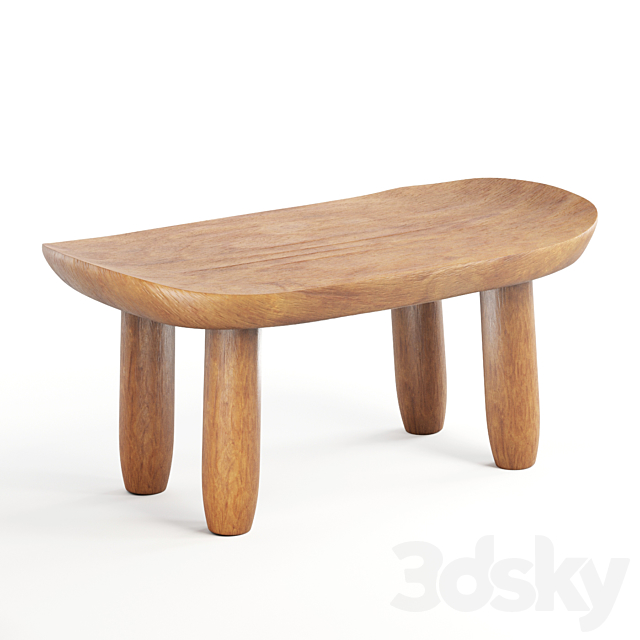 Zara Home Bowed Low Stool 3DSMax File - thumbnail 1