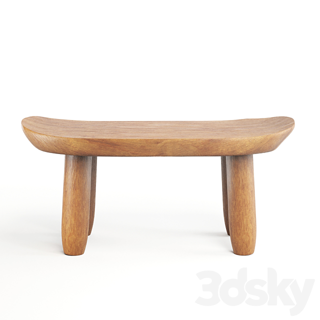 Zara Home Bowed Low Stool 3DSMax File - thumbnail 3