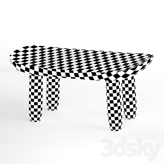 Zara Home Bowed Low Stool 3DSMax File - thumbnail 4