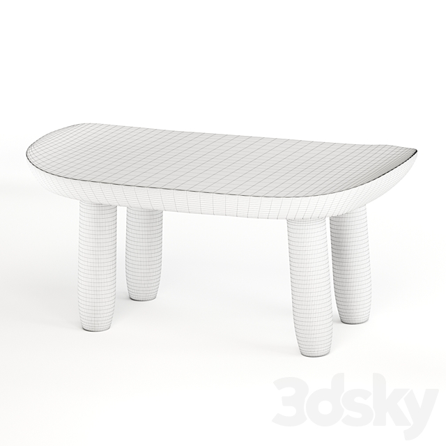 Zara Home Bowed Low Stool 3DSMax File - thumbnail 5