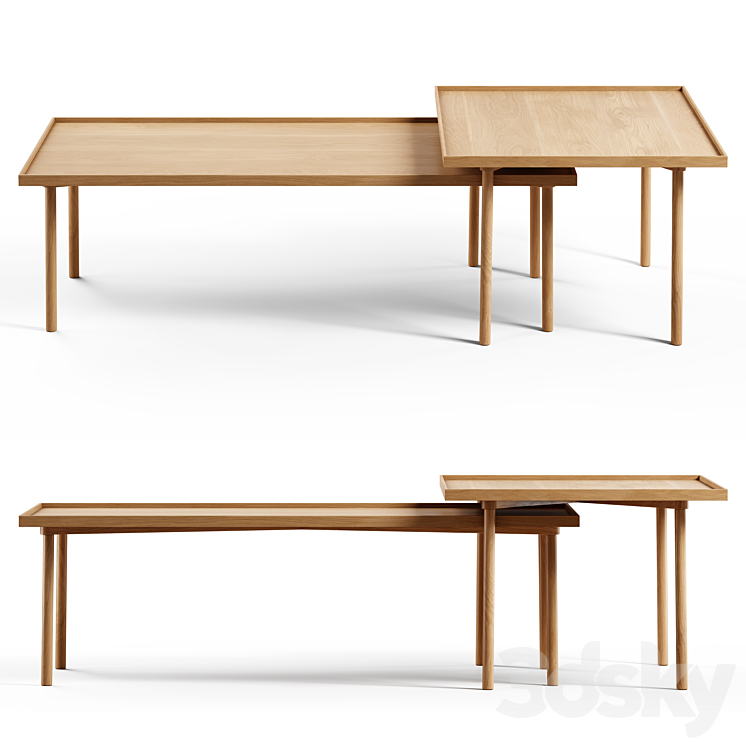 Zara Home – The oak coffee center table 3DS Max Model - thumbnail 3