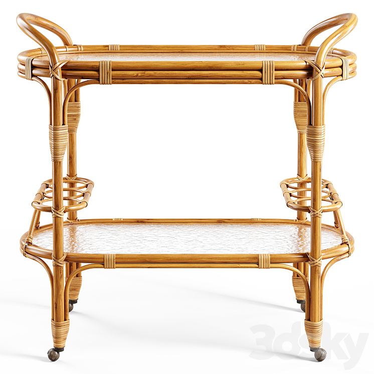 Zara Home – The rattan service table on wheels 3DS Max Model - thumbnail 3