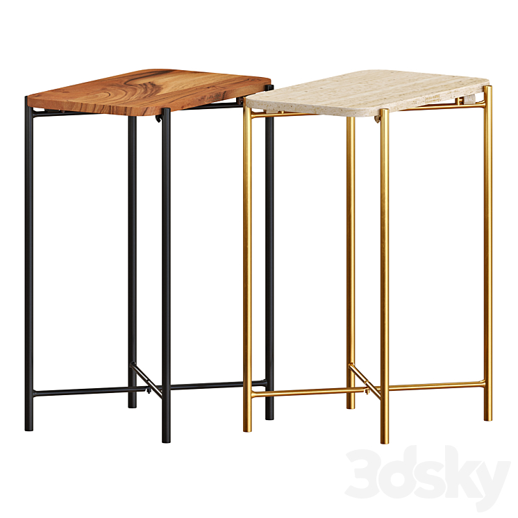 Zara Marble And Wooden Side Tables 3DS Max Model - thumbnail 1