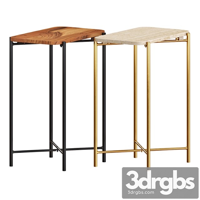 Zara marble and wooden side tables - thumbnail 1