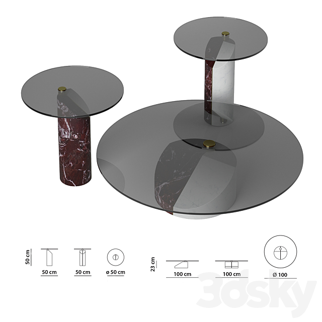 ZIGGY table set. Baxter. 3DS Max Model - thumbnail 2