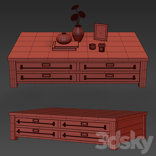 ZINC-TOP MERCANTILE COFFEE TABLE 3DS Max Model - thumbnail 2