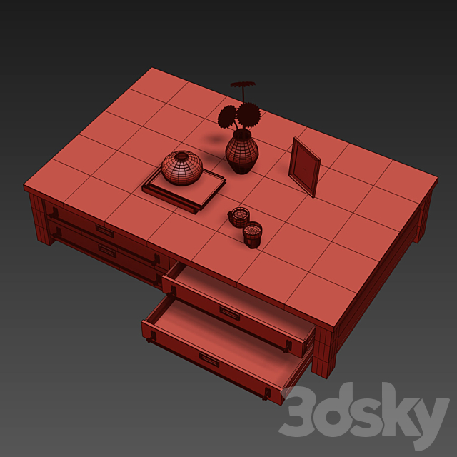 ZINC-TOP MERCANTILE COFFEE TABLE 3DS Max Model - thumbnail 3