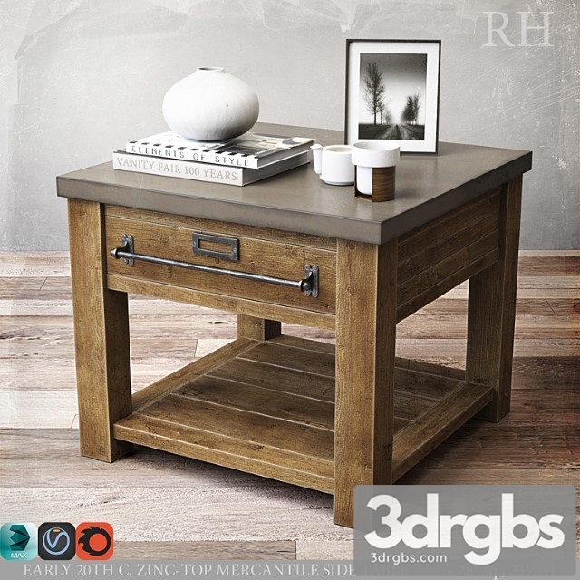 Zinc Top Mercantile Side Table 28sq 3dsmax Download - thumbnail 1