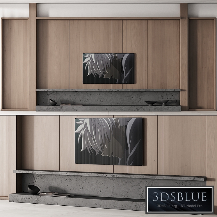 149 tv wall kit 01 modern japandi oak wood 01 3DS Max - thumbnail 3