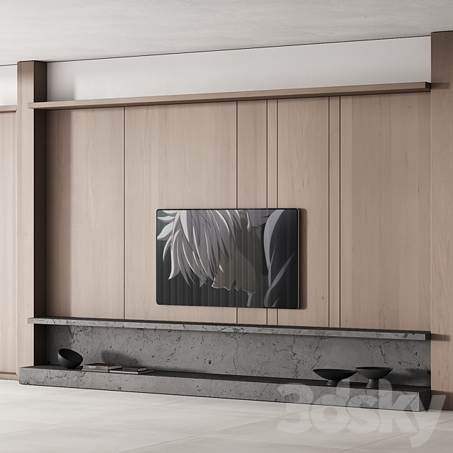 149 tv wall kit 01 modern japandi oak wood 01 3DSMax File - thumbnail 2