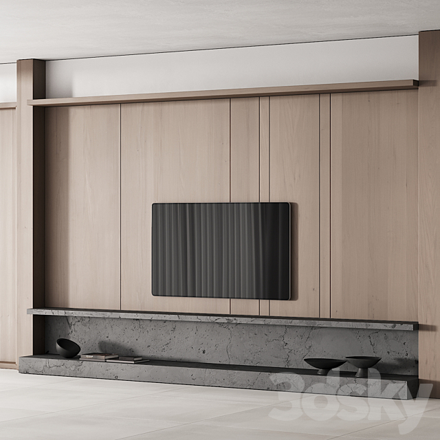 149 tv wall kit 01 modern japandi oak wood 01 3DSMax File - thumbnail 3