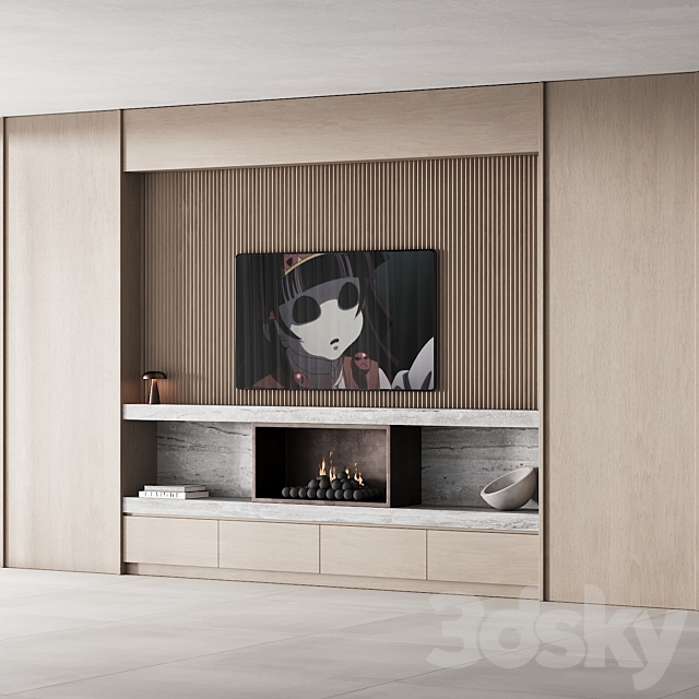 150 tv wall kit 02 modern japandi oak wood 02 3DSMax File - thumbnail 2