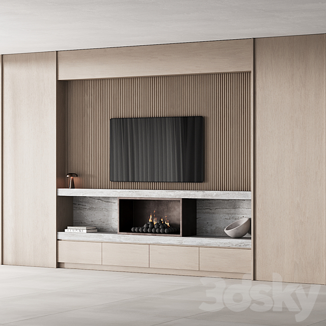 150 tv wall kit 02 modern japandi oak wood 02 3DSMax File - thumbnail 3