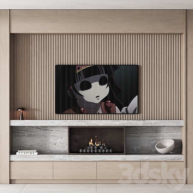 150 tv wall kit 02 modern japandi oak wood 02 3DSMax File - thumbnail 6