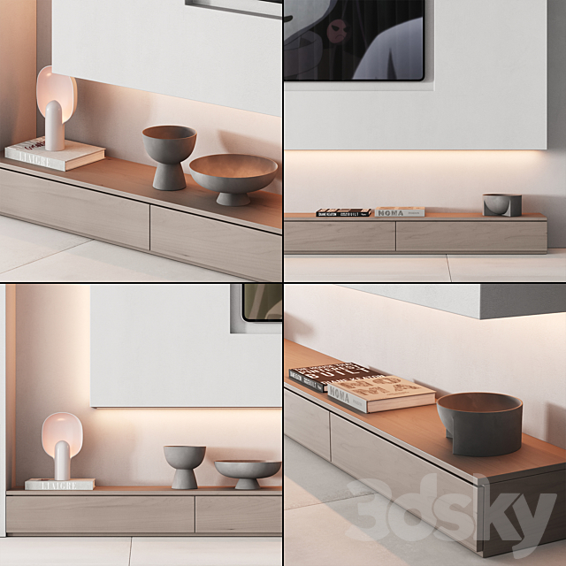 156 tv wall kit 05 minimal wood warm gray 00 3DSMax File - thumbnail 4