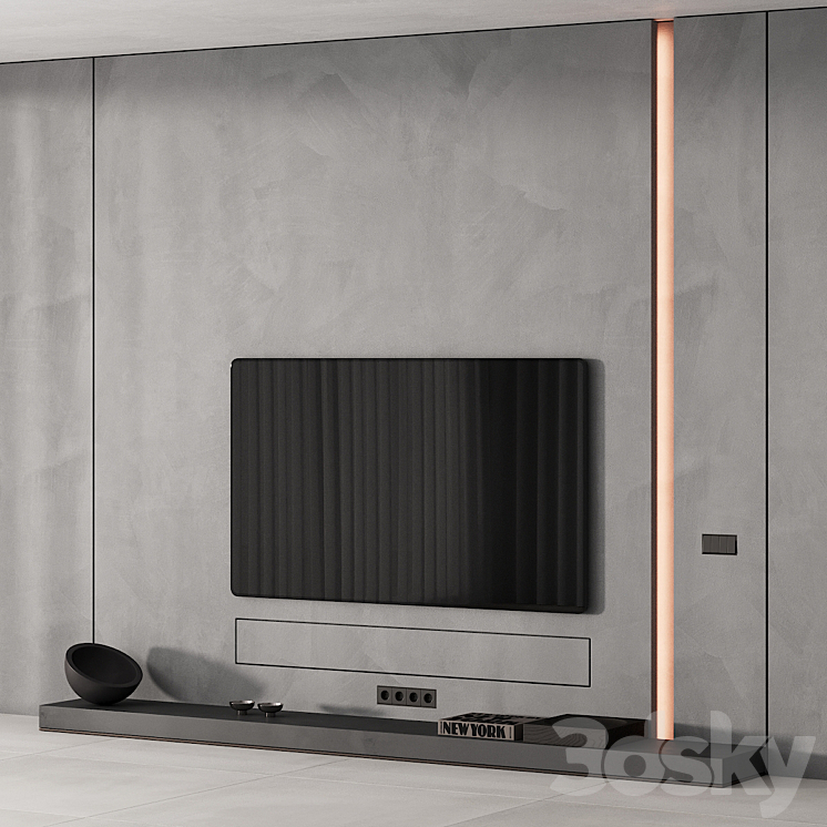 226 tv wall kit 08 minimal wall in 4 color and tv options 00 3DS Max Model - thumbnail 2