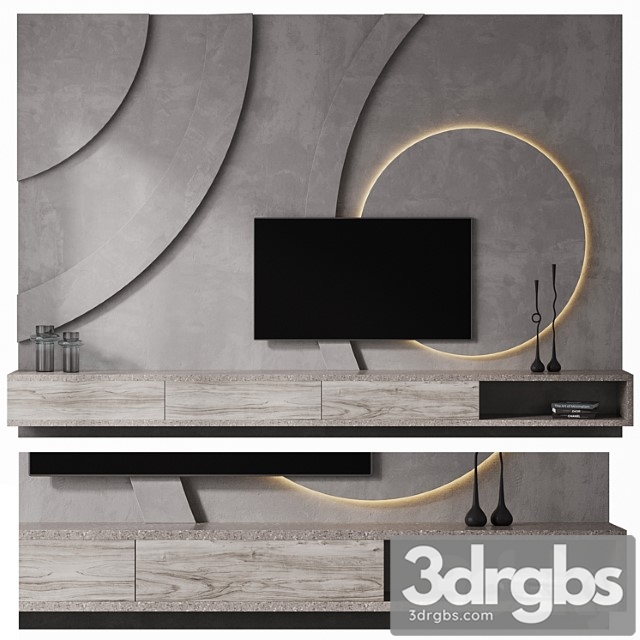 67 TV Wall Composition 3dsmax Download - thumbnail 1