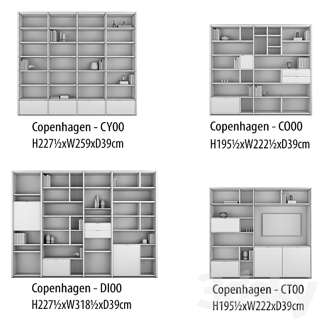 BoConcept Copenhagen wall system | set 1 3DS Max Model - thumbnail 3