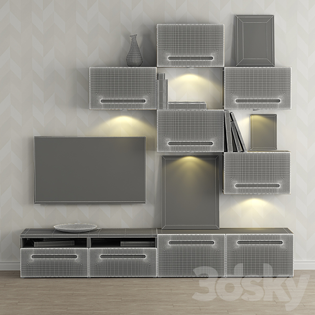 Cabinet for TV and multimedia Ikea BESTO _ Besta Marwick. 3DS Max Model - thumbnail 3