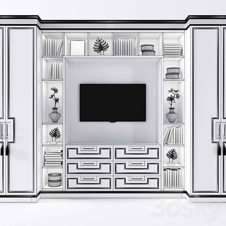 Cabinet with tv area 3 3DS Max - thumbnail 2